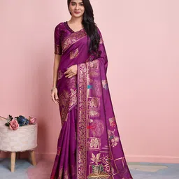 RICH & ROMAN Woven Design Zari Pure Silk Banarasi Saree-picture-22