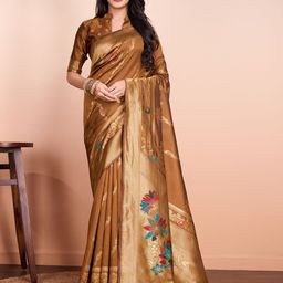 RICH & ROMAN Woven Design Zari Pure Silk Banarasi Saree-image-63