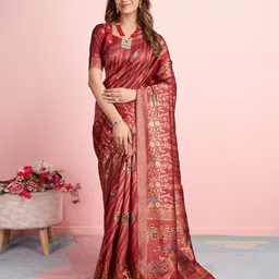 RICH & ROMAN Ethnic Motif Zari Woven Pure Silk Saree-40