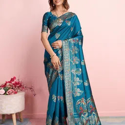 RICH & ROMAN Woven Design Zari Pure Silk Banarasi Saree-picture-27