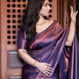 Quelea Geometric Woven Design Zari Pure Silk Banarasi Saree-image-41