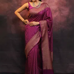 BAESD Ethnic Motifs Printed Zari Pashmina Banarasi Saree-45