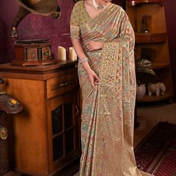 GAJARAI Ethnic Motifs Woven Design Zari Organza Banarasi Saree-image-53