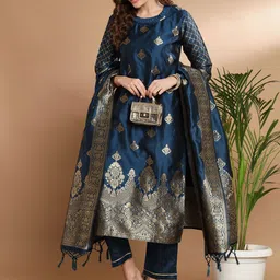 VredeVogel Ethnic Motifs Regular Kurta With Trousers & Dupatta-picture-25