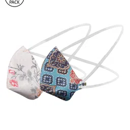 VASTRAMAY Unisex Pack Of 2 Pcs Blue & White Reusable 3-Ply Protective Outdoor Masks-image-32