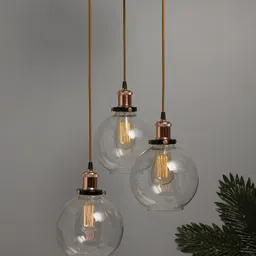 Homesake Transparent Solid Handcrafted 3-Lights Cluster Glass Cluster Lights-image-83