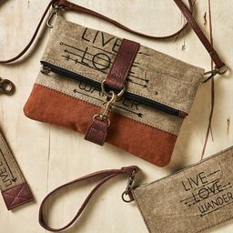 Mona B Beige & Brown Printed Upcycled Canvas Sling Bag-image-91