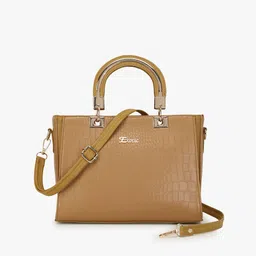 Exotic Tan Structured Satchel Bag-43