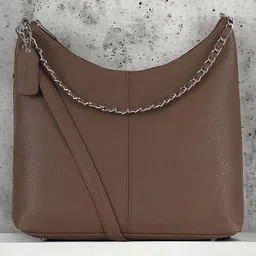 DressBerry Beige PU Oversized Swagger Sling Bag with Tasselled-55