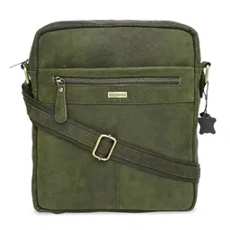 WildHorn Green Leather Oversized Structured Sling Bag With Tasselled-6