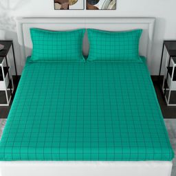 United Colors of Benetton Green 180 TC King Bedsheet with 2 Pillow Covers-image-58