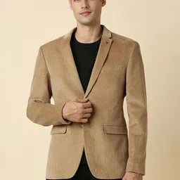 Allen Solly Slim-Fit Striped Notched Lapel Collar Single Breasted Blazer-picture-57