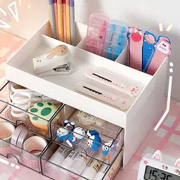 HOUSE OF QUIRK White Multifunctional Desk Organizer-52