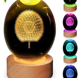 XERGY Gold Toned & Brown Contemporary Spherical 3D Crystal Ball Light With Wooden Base-image-114