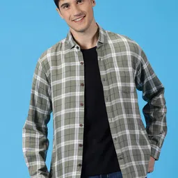 Mast & Harbour Checked Spread Collar Cotton Linen Casual Shirt-picture-20