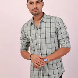 DEZANO Windowpane Checked Casual Shirt-picture-10
