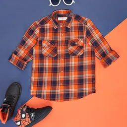 Pantaloons Junior Boys Tartan Checks Opaque Cotton Casual Shirt-image-43