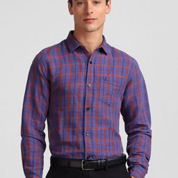 Allen Solly Slim Fit Tartan Checked Cotton Linen Formal Shirt-image-39