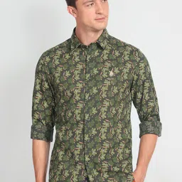 U.S. Polo Assn. Denim Co. Floral Printed Slim Fit Pure Cotton Casual Shirt-picture-47
