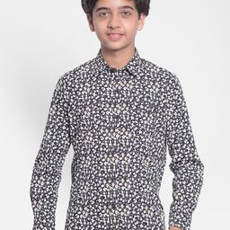 Crimsoune Club Boys Floral Printed Slim Fit Opaque Cotton Casual Shirt-image-14