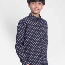 Crimsoune Club Boys Floral Printed Slim Fit Opaque Cotton Casual Shirt-image-72