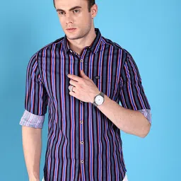 The Indian Garage Co Slim Fit Vertical Stripes Cotton Casual Shirt-image-58
