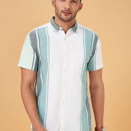 Urban Ranger by pantaloons Spread Collar Striped Cotton Slim Fit Casual Shirt-image-52