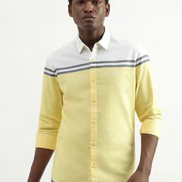 United Colors of Benetton Spread Collar Slim Fit Colourblocked Printed Cotton Casual Shirt-image-47