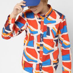 Jack & Jones Junior Boys Abstract Printed Button Down Collar Pure Cotton Casual Shirt-image-9