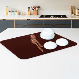 Kuber Industries Brown Reversible Absorbent Dish Drying Mat-58