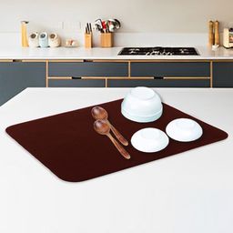 Kuber Industries Brown Reversible Dish Drying Mat-28