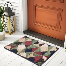 FABINALIV Green & Red Geometric Printed Anti-Skid Doormat-15