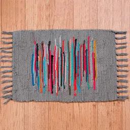 HANDICRAFT PALACE Grey & Pink Striped Braided Cotton Carpet-picture-17