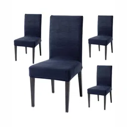 HOKIPO Blue Set Of 4 Stretchable Dining Chair Elastic Slip Covers-92