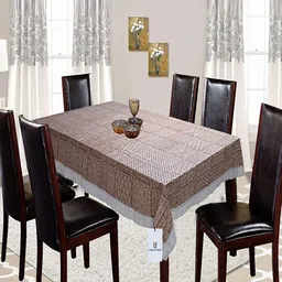 Kuber Industries Grey Brown 6-Seater Rectangular Table Cover-11