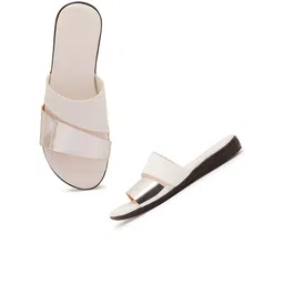 Style Shoes Women White & Golden Solid Open-Toe Flats-image-73