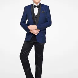 Jeetethnics Boys Blue & Black Checked 5-Piece Single-Breasted Partywear Suit-image-81