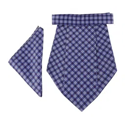 Alvaro Castagnino Men Blue Checked Cravat With Pocket Square-image-78