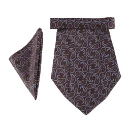 Alvaro Castagnino Brown & Blue Printed Microfiber Cravat With Pocket Square-image-80