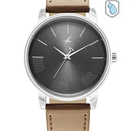 Fastrack Men Black Brass Dial & Brown Leather Straps Analogue Watch- 3291SL01-82