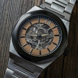 EARNSHAW Men Clark Skeleton Automatic Brown Round Dial Men's Watch - ES-8183-88-8