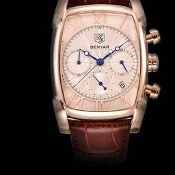 BENYAR Men Printed Dial & Leather Wrap Around Straps Analogue Watch Ben-5113-Brown-Gold-8