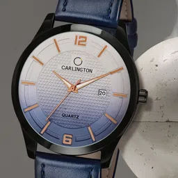 CARLINGTON Men Blue Alloy Dial & Blue Leather Straps Analogue Watch CT1010 Blue-image-77