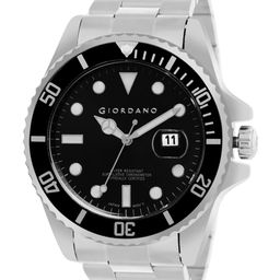 GIORDANO Men Black Dial & Silver Toned Stainless Steel Straps Watch GD-50006-11-picture-5
