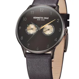 Kenneth Cole Men Brown Printed Dial & Brown Leather Straps Analogue Watch KCWGF2221302MN-18