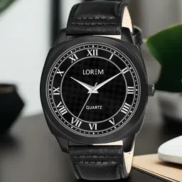 LOREM Men Brass Dial & Brown Leather Straps Analogue Watch LR88-image-79