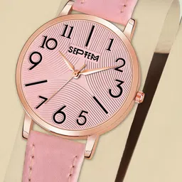 Septem Women Pink Printed Dial & Pink Leather Straps Analogue Watch-image-128