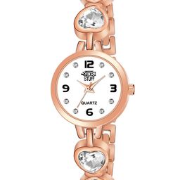 SWADESI STUFF Women White Mother of Pearl Dial & Rose Gold Toned Bracelet Style Straps Analogue Watch-image-97