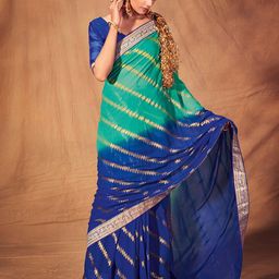 Saree mall Striped Woven Design Zari Pure Georgette Sarees-picture-47