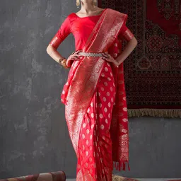 Mitera Woven Design Zari Silk Blend Saree-picture-22